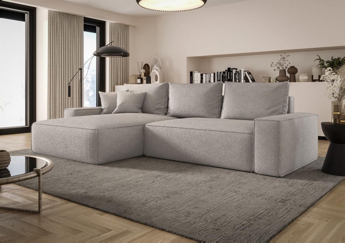 ECKSOFA Walken Mit Schlaffunktion - Hellgrau, Holzwerkstoff/Textil (280/185cm) - Fun Möbel