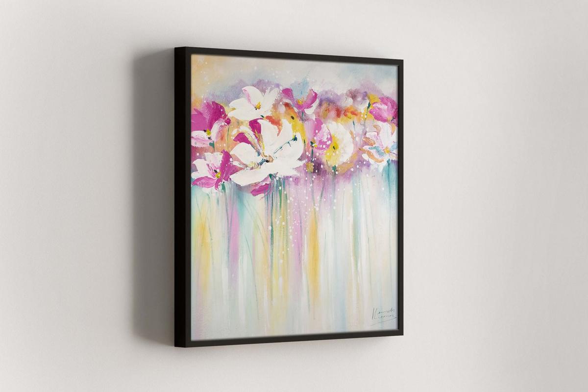 ÖLGEMÄLDE 80/80 cm - Pink/Weiß, Holz/Textil (80/80cm) - KUNSTLOFT
