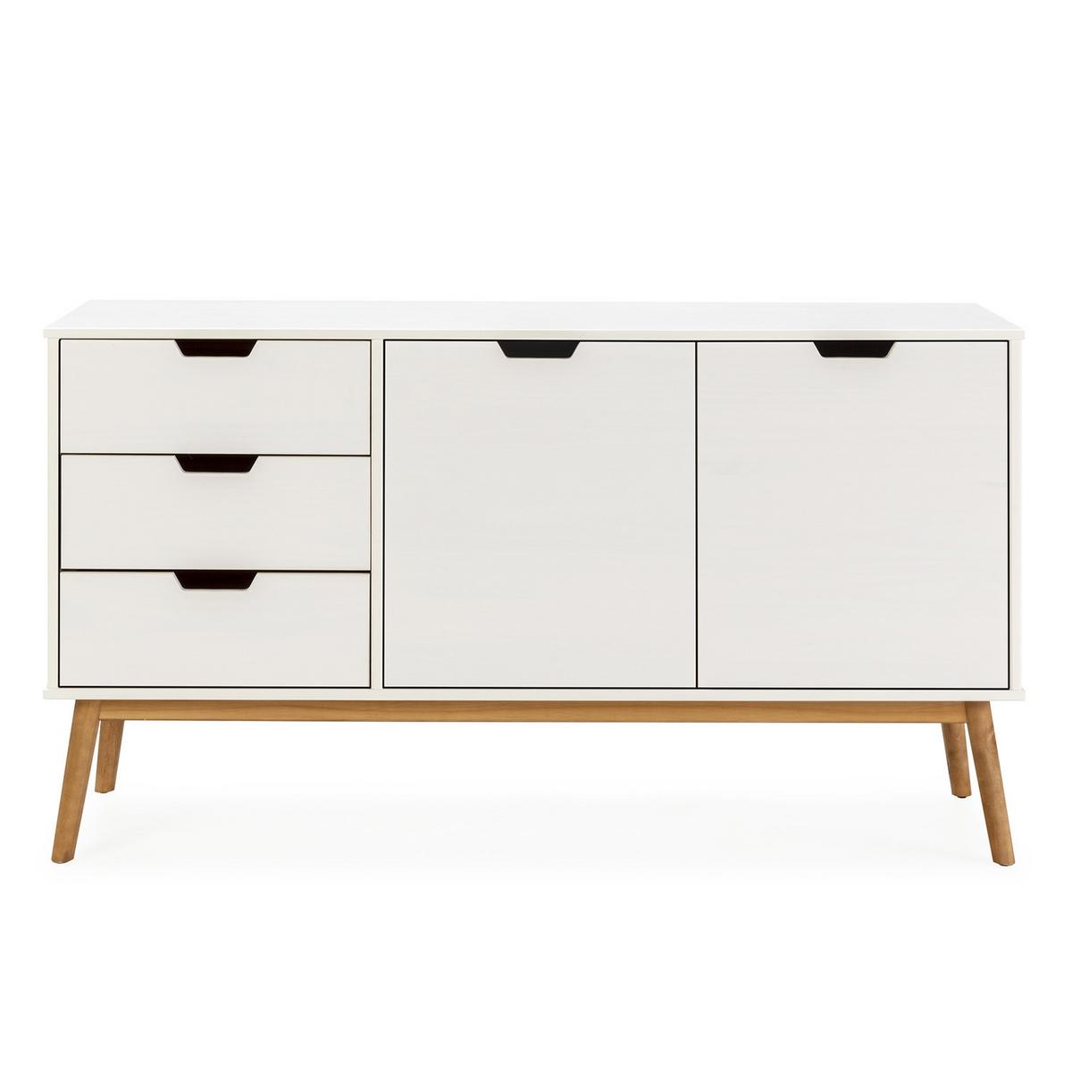 SIDEBOARD Baku 3 Schubladen 2 Türen weiß - Weiß, Holz (140/81/40cm)