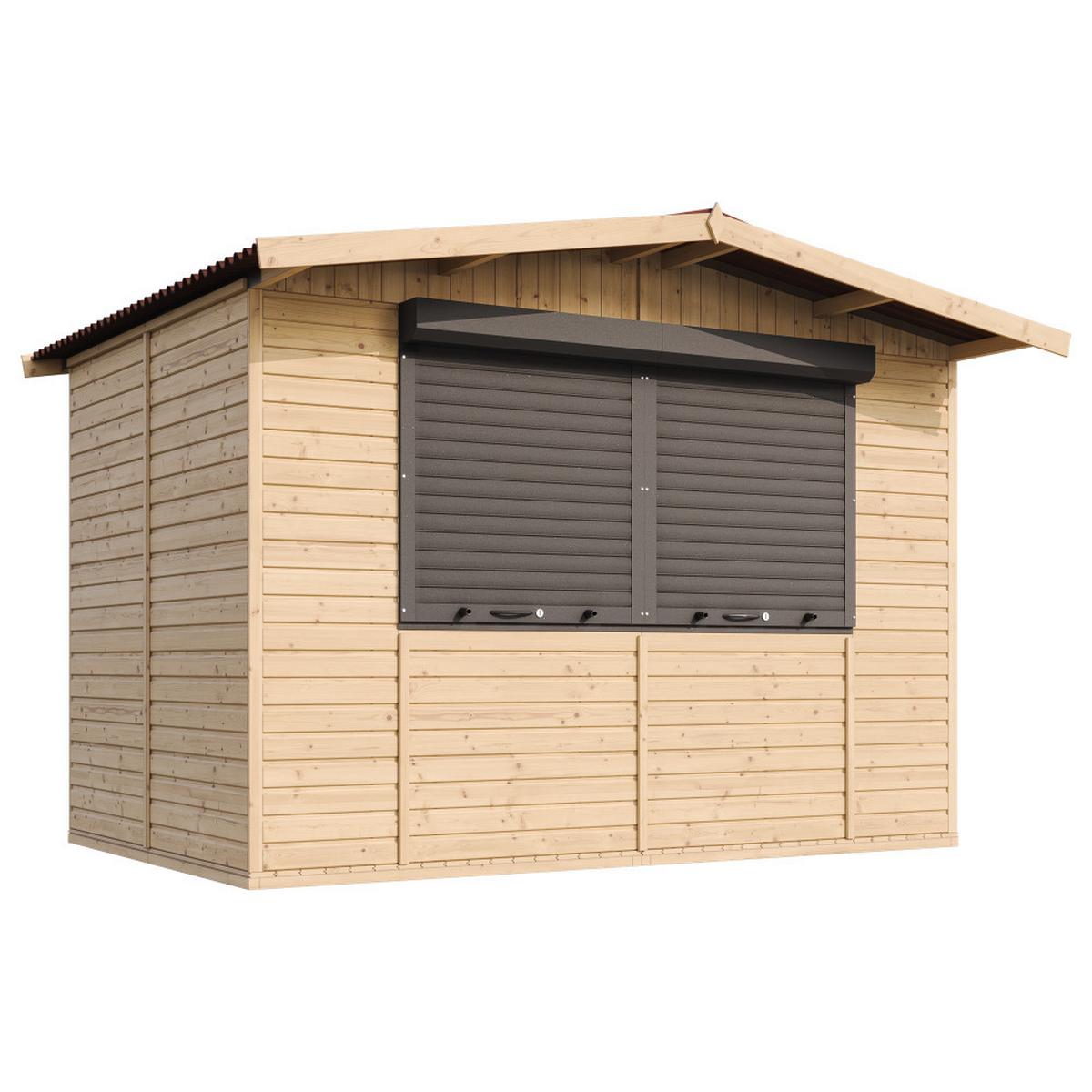 MARKTBUDE Holz M150Z Gartenhaus, Holz - 263 x 336 cm / 6 m2 - Beige, Holz (336/232/236cm) - Timbela