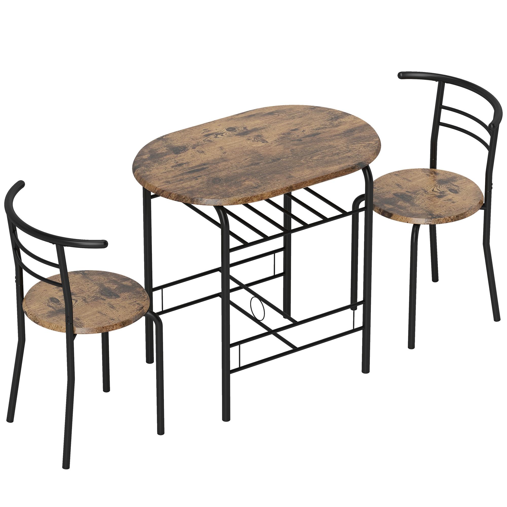 ESSGRUPPE MDF Metall Rustikal-Braun - Schwarz/Braun, Holzwerkstoff/Metall (52/76/80cm) - HOMCOM