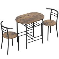 ESSGRUPPE MDF Metall Rustikal-Braun - Schwarz/Braun, Holzwerkstoff/Metall (52/76/80cm) - HOMCOM
