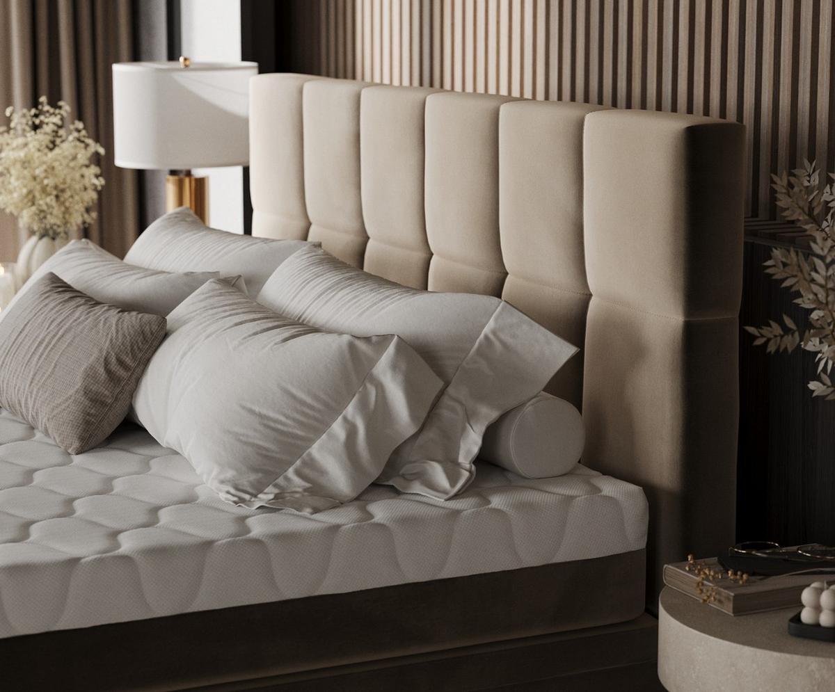 BOXBETT Elano 200/200 cm Taupe im Paros Stoff - Taupe/Schwarz, Holz/Holzwerkstoff (200/200cm) - AltaBeds