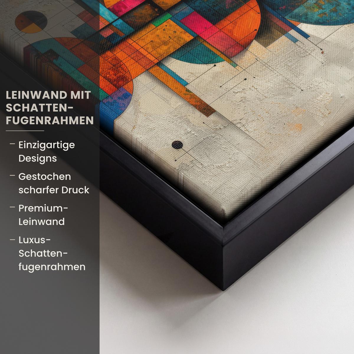 LEINWAND Bilder mit Rahmen - Vintage - Moderne Kunst - Orange - Geometrische Formen - 20x20 - Multicolor, Textil (20/20cm) - MuchoWow