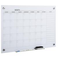 KALENDERTAFEL Glasplatte mit 4 Glasclip Planungstafel Zeitplan Weiß - Weiß, Kunststoff (60/0.2/90cm) - Vinsetto