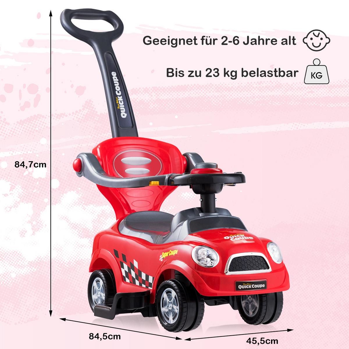 SCHIEBEWAGEN Rot - Rot, Kunststoff (89/84/43cm) - COSTWAY