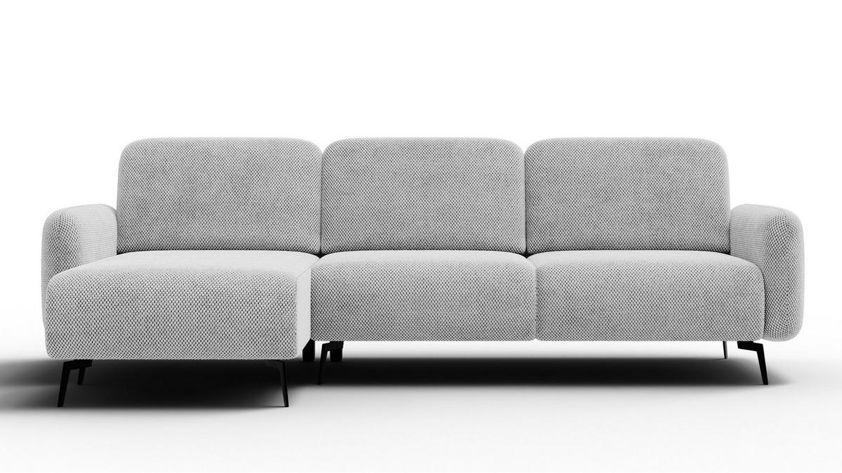 ECKSOFA FEBE 4-Sitzer links, hellgrau - Hellgrau/Schwarz, Holz/Textil (264/157cm) - Wozimo