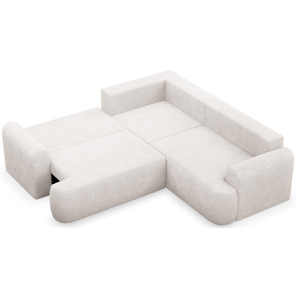 ECKSCHLAFSOFA Ovo CREMEFARBENER STOFF universell MIT BETTKASTEN - Creme/Schwarz, Kunststoff/Textil (245/245cm) - Selsey