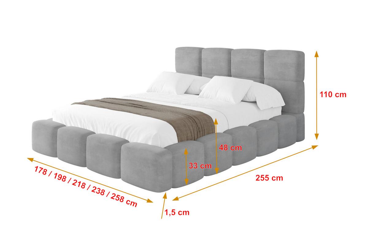 POLSTERBETT mit Bettkasten und Lattenrost, Bett mit Kopfteil, Boxbett ohne Matratze, Doppelbett mit Stauraum - NATA 120x200 Grau - Anthrazit, Holzwerkstoff/Textil (120/200cm) - ALTDECOR