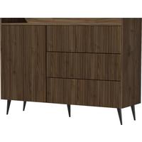 KOMMODE Arysa in Braun Walnuss Holzoptik 92/126/41 cm - Walnussfarben/Schwarz, Holzwerkstoff/Metall (126/92/41cm) - WFL GROUP