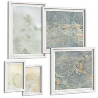 BILDER SET 5er Set - 50x50 cm & 20x30 cm & 40x60 cm Weißer Rahmen - Pastellfarben auf Aquarellleinwand - Weiß, Kunststoff (40/60cm) - TULUP