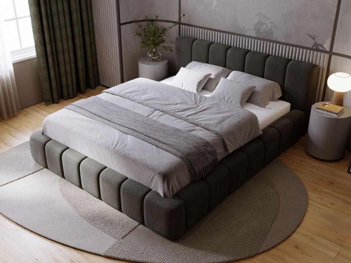 POLSTERBETT Orio 180x200 Dunkelgrau - Dunkelgrau, Textil (180/200cm) - Graingold