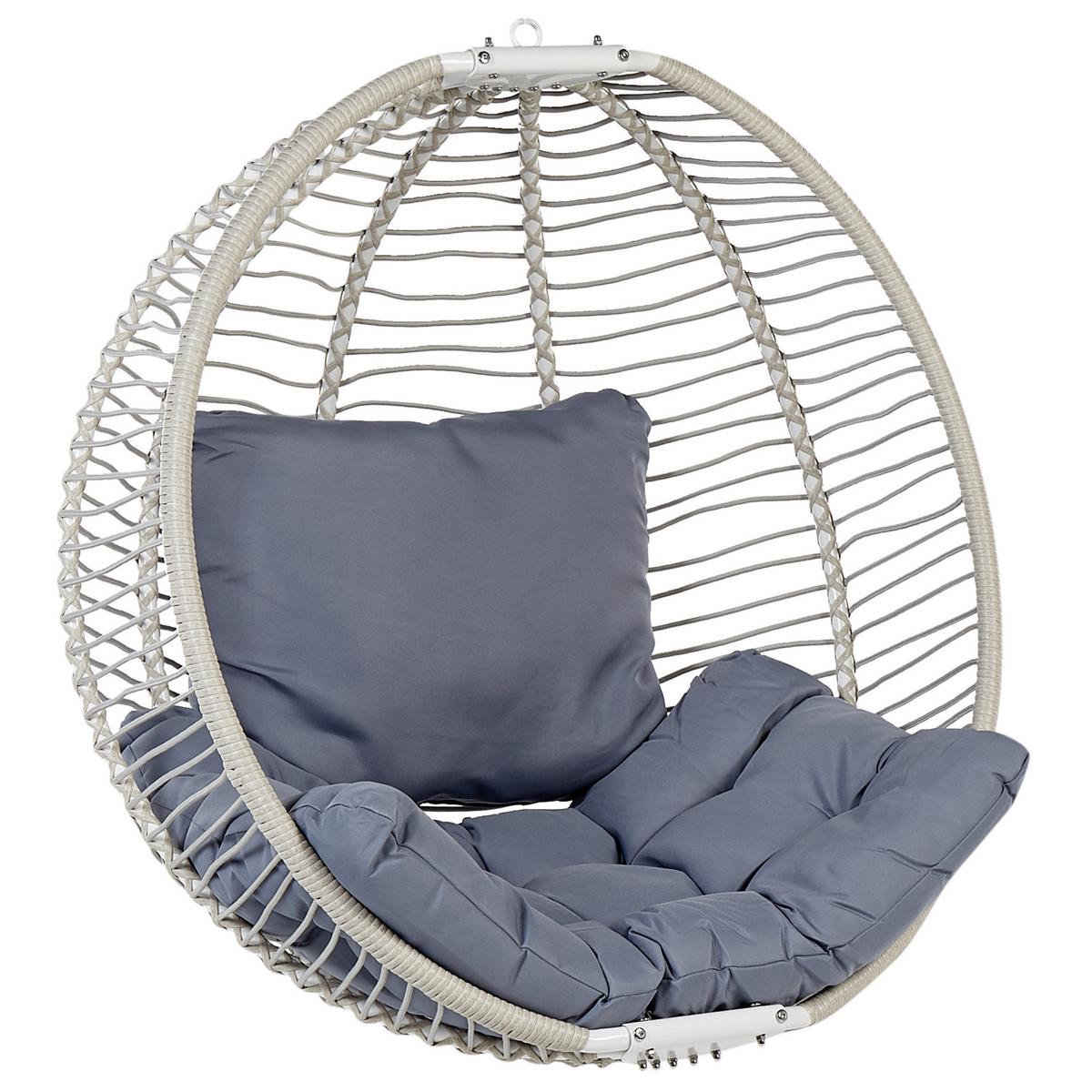 HÄNGESESSEL mit Gestell Flechtseil weiß 98/100 cm Arco - Weiß, Textil (100/197/98cm) - Beliani
