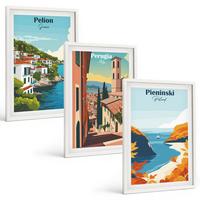 BILDER SET 3er Set - 40x60 cm Weißer Rahmen - Malerische Retro-Landschaften - Weiß, Kunststoff (40/60cm) - TULUP