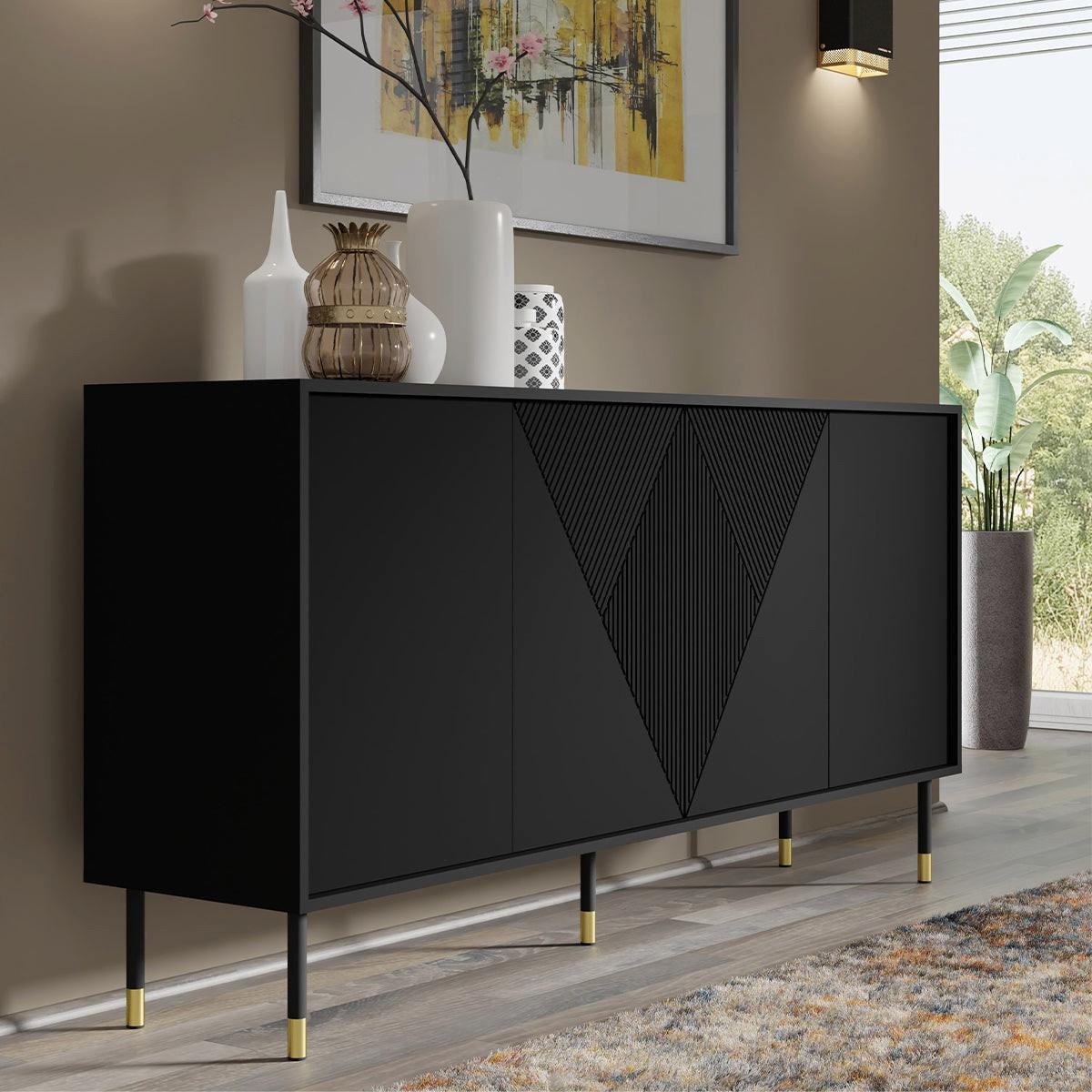 SIDEBOARD Aglaé Schwarz - Schwarz, Holzwerkstoff (180/88/40cm) - Petits-meubles