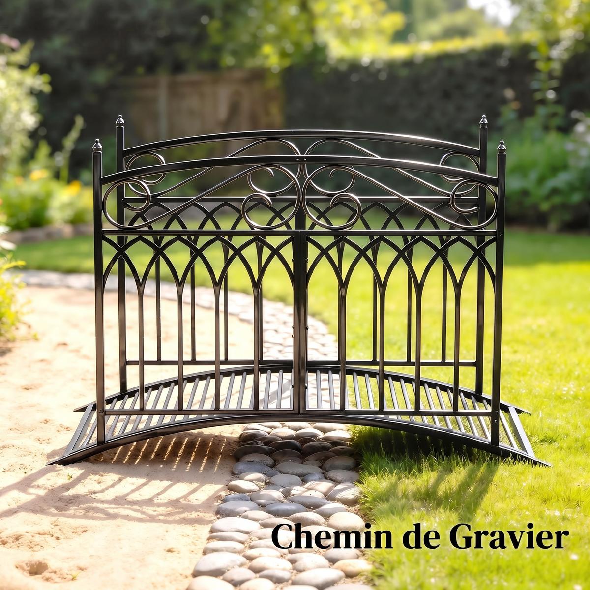 GARTENBRÜCKE Metall Schwarz - Schwarz, Metall (135.5/74/91cm) - Outsunny