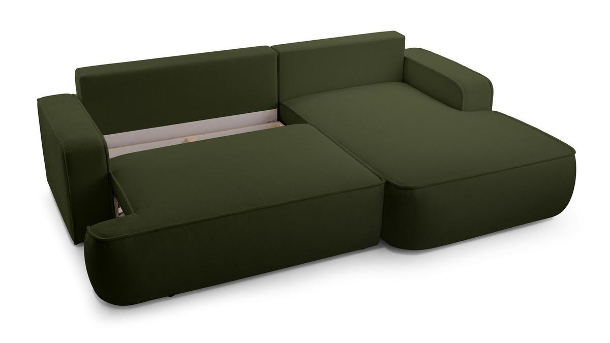 ECKSOFA L Form Ablia Dunkelgrün 267/168/87 cm mit Schlaffunktion R - Schwarz/Grün, Kunststoff/Textil (267/168cm) - AX Living