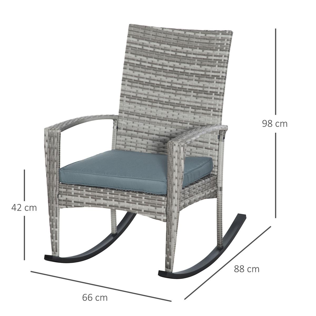 SCHAUKELSTUHL mit Kissen, Polyrattan+Metall, Grau, 66 x 88 x 98 cm - Grau, Kunststoff (88/98/66cm) - Outsunny
