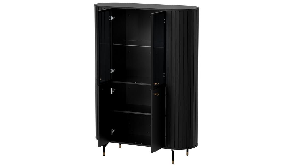 VITRINE THIRA 155/112,3 cm in Schwarz - Schwarz, Holzwerkstoff (112.3/155/40cm) - MASSENO