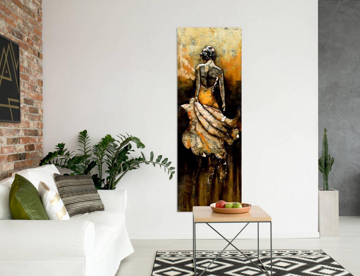METALLBILD Gelb 44/144 cm - Gelb/Braun, Metall (7.1/144cm) - KUNSTLOFT