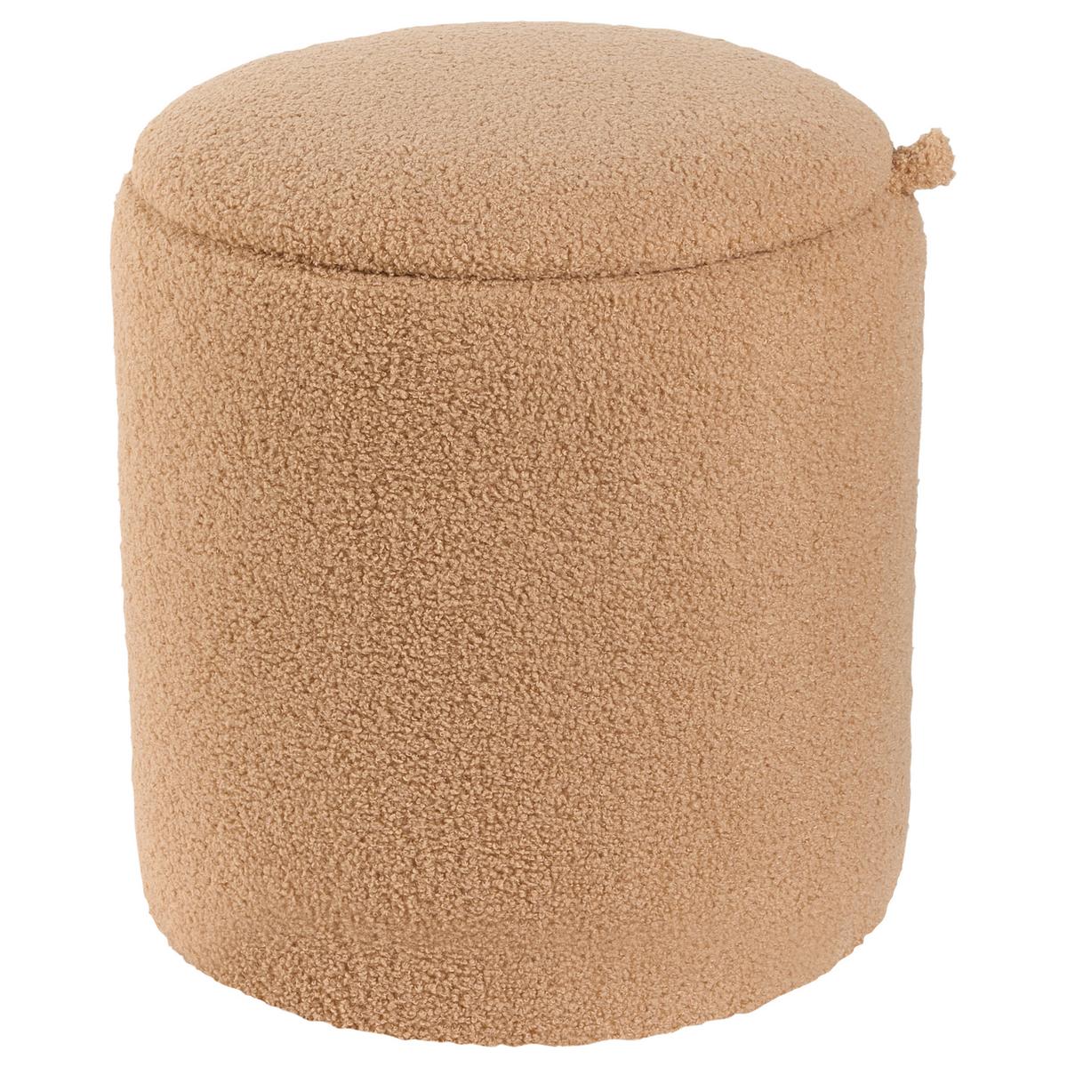 POUF 2er-Set Bouclé Hellbraun - Hellbraun, Textil (30/37/30cm) - Beliani