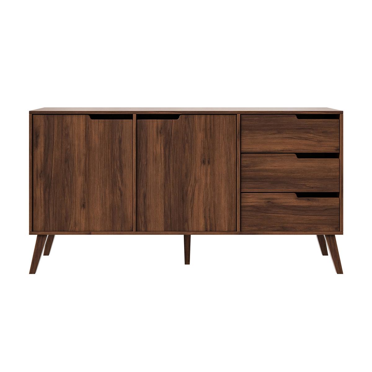 WOHNWAND Norel 2-teilig Kommode 160 cm + TV-Schrank 180 cm, Wallnuss - Walnussfarben, Holzwerkstoff (180/55/40cm) - Beautysofa