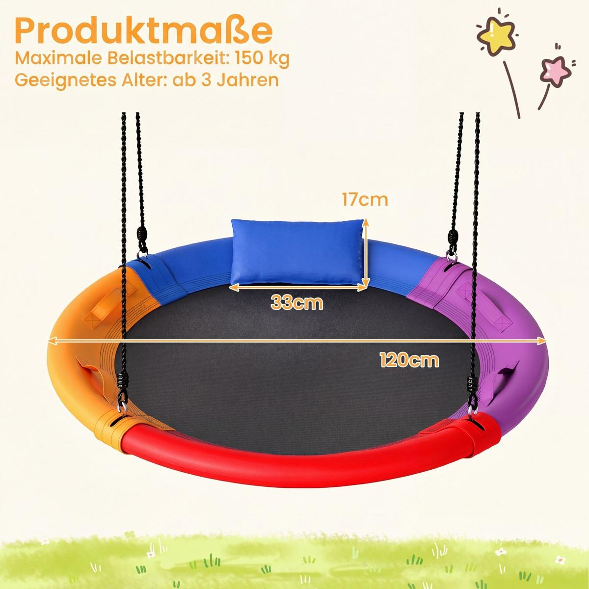 NISTSCHAUKEK Belastbarkeit 150kg bunt - Multicolor, Textil (120/112/120cm) - COSTWAY