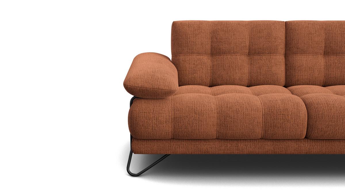 SOFA BUBBARA 2,5-Sitzer, rostrot - Schwarz/Orange, Holz/Textil (215/87/96cm) - Wozimo