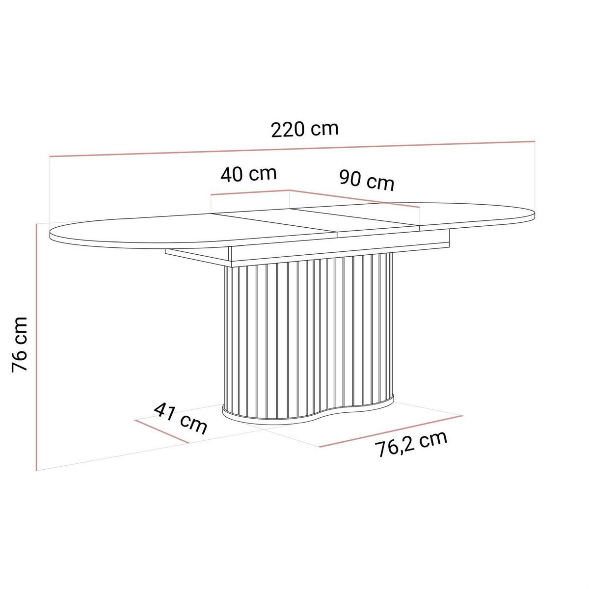 AUSZIEHBARER Tisch WILLOW 180–220 cm - Eichefarben, Holzwerkstoff (180/90/76cm) - Lookway