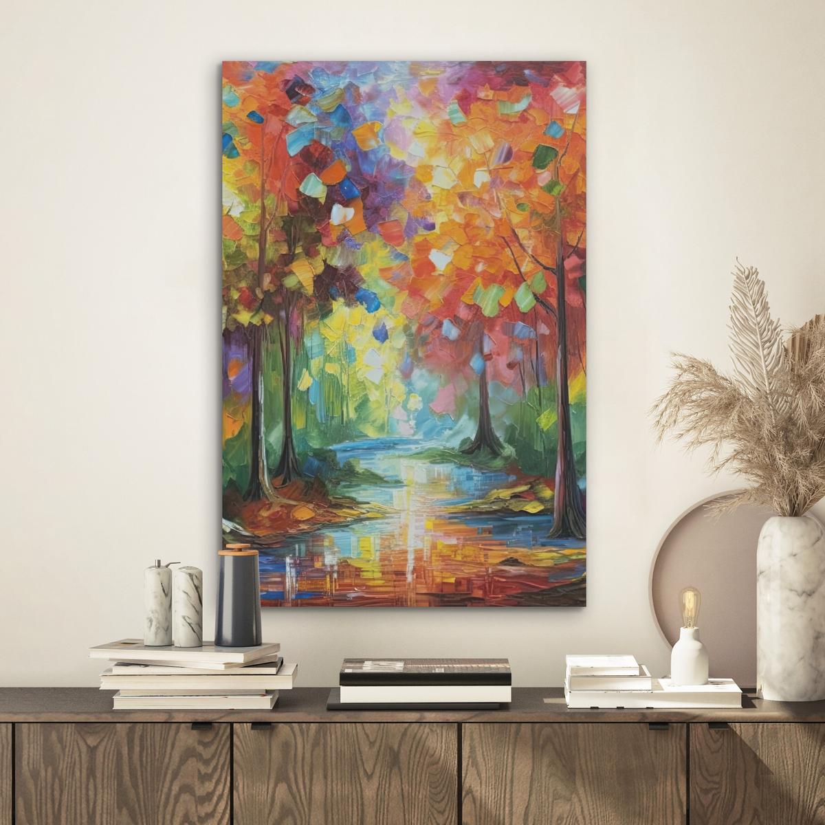 AKUSTIKBILD Landschaft - Wald - Farben - Natur Kunstdruck Schlafzimmer 50x70 cm - Multicolor, Kunststoff (50/70/0.9cm) - MuchoWow