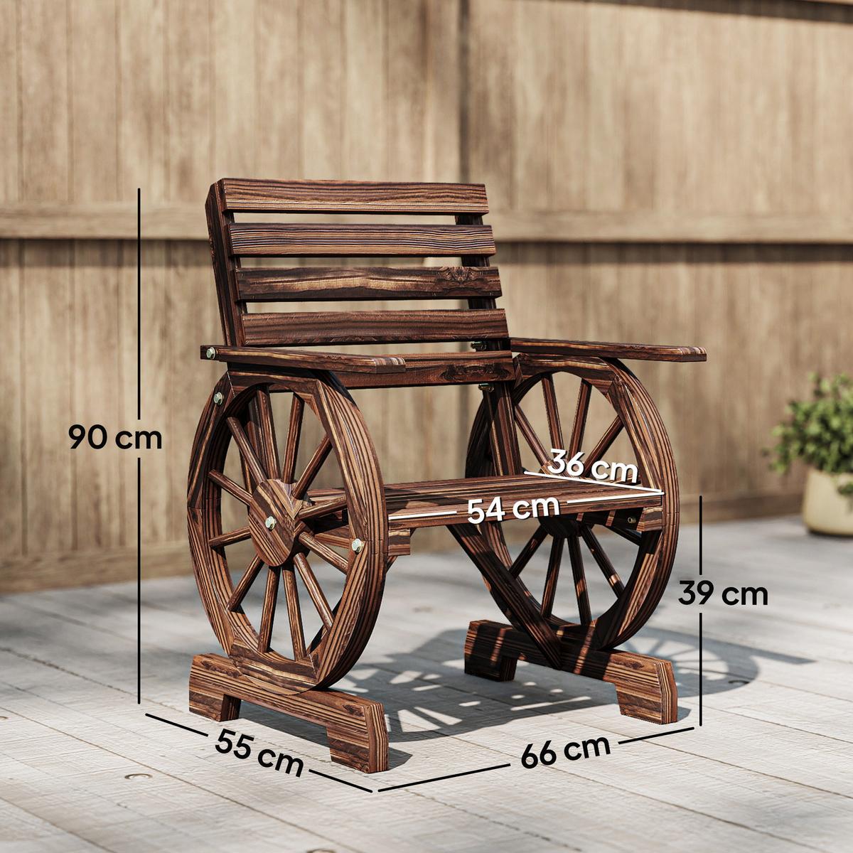 GARTENSTUHL Kiefernholz Tannenholz Verkohlt - Braun, Holz (55/90/66cm) - Outsunny