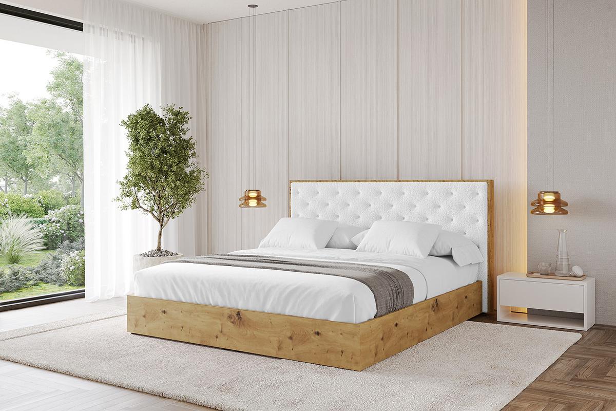 POLSTERBETT mit Bettkasten und Lattenrost, Bett mit Matratze H3/H4 - ENZO3 180x200 Weiß - Weiß, Holzwerkstoff/Textil (180/200cm) - ALTDECOR