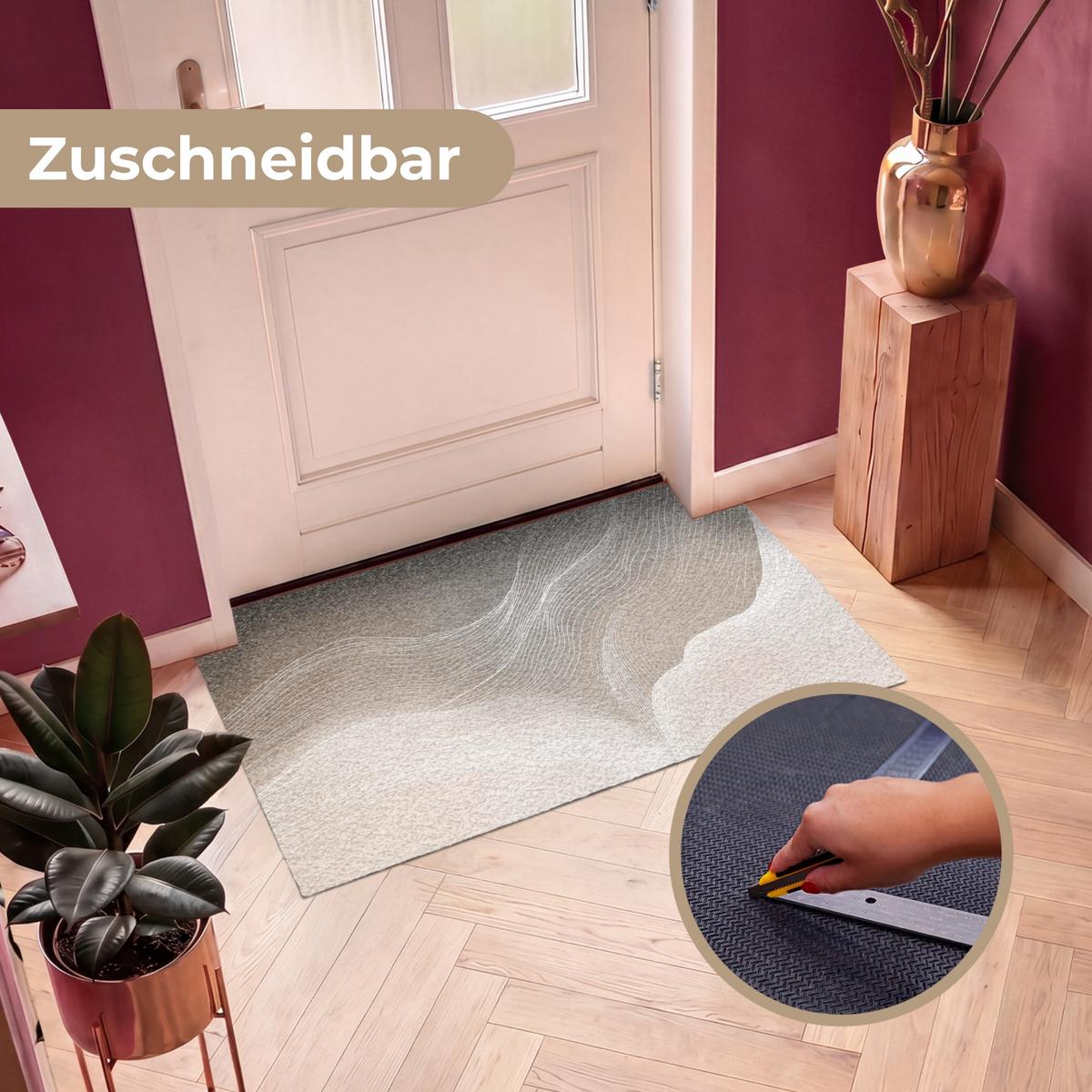 FUSSMATTE Wellenlinien - Luftströme - Harmonisch Schmutzfänger 120x80 cm - Beige, Kunststoff (120/0.4cm) - MuchoWow