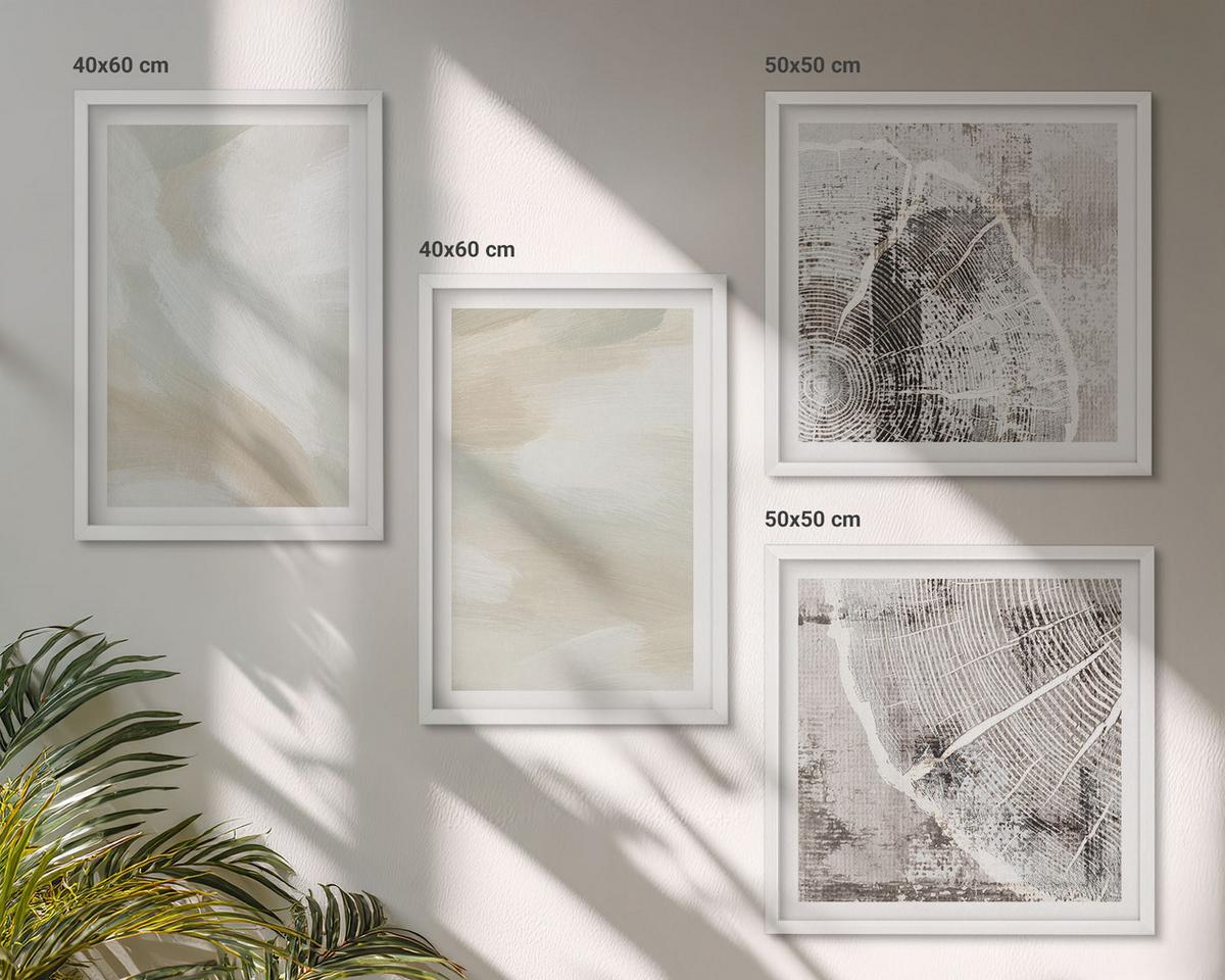 BILDER SET 4er Set - 50x50 cm & 40x60 cm Weißer Rahmen - Minimalismus der Farbstruktur - Weiß, Kunststoff (50/50cm) - TULUP