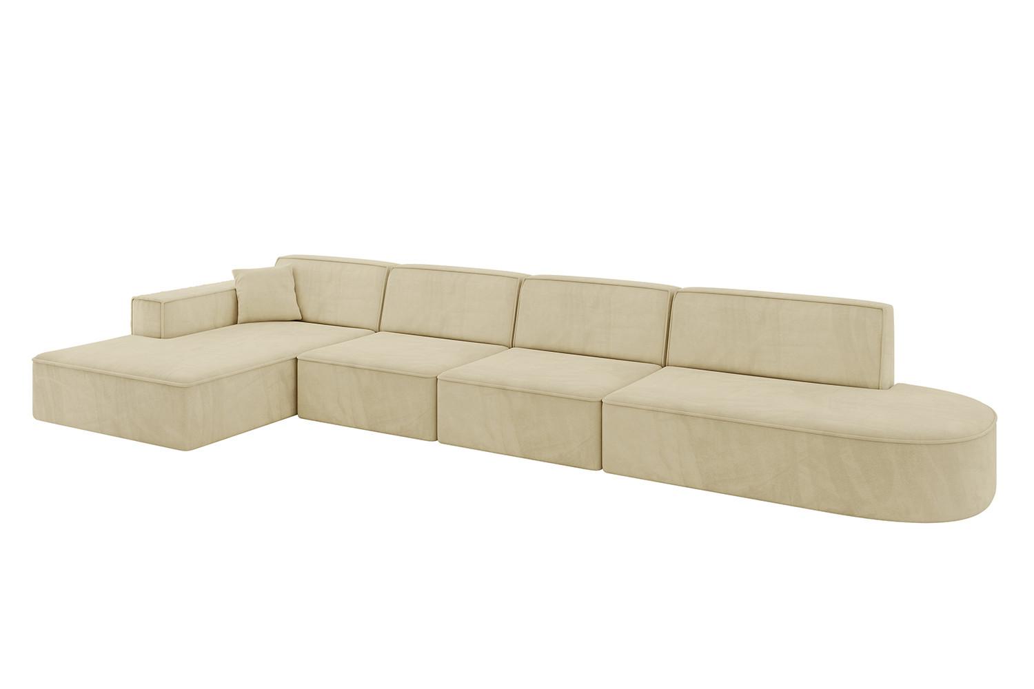 ECKSOFA Ottomane Links IREA-L3-v4 - 412x165x77 cm Beige - Taupe/Creme, Holzwerkstoff/Textil (412/165cm) - ALTDECOR