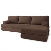 ECKSOFA LEA modulares Boneless Sofa mit Schlaffunktion Braun Boucle-Stoff - Braun, Textil (270/160cm) - MASSENO