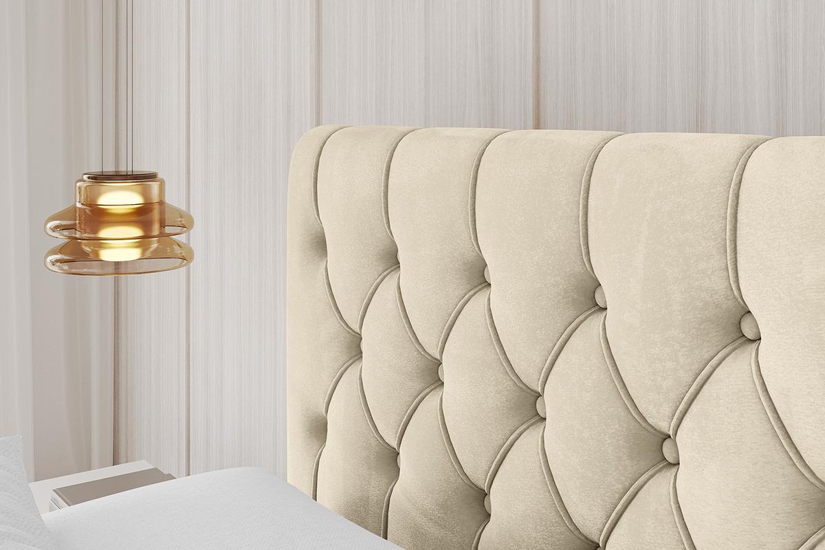 POLSTERBETT mit Bettkasten und Lattenrost, Boxbett ohne Matratze - RENO 180x200 Beige - Ecru, Holzwerkstoff/Textil (180/200cm) - ALTDECOR