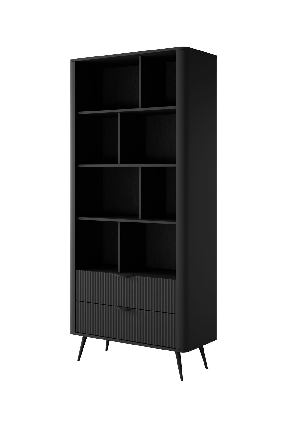 BÜCHERREGAL LANTANA 88,2x38x193,8 cm, Regal Schwarz - Schwarz, Holzwerkstoff (88.2/193.8/38cm) - MASSENO