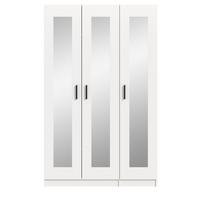 KLEIDERSCHRANK in weiß 120 x 194 cm skandinavisch, Drehtürenschrank 3-türig mit Spiegel - Schwarz/Weiß, Glas/Holzwerkstoff (120/194/56cm) - Inn.Furn