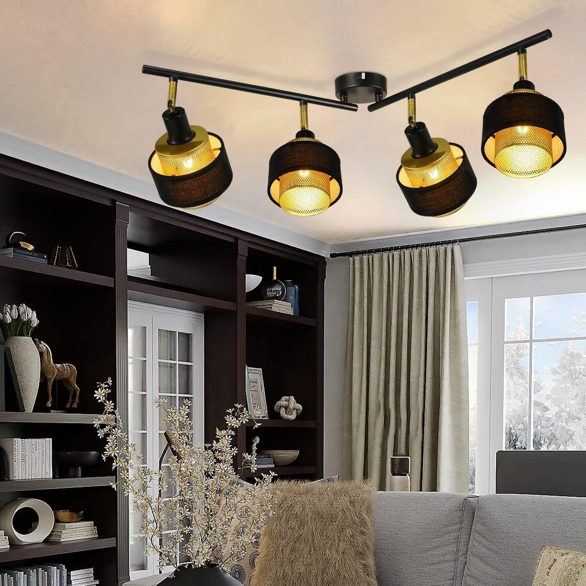 DECKENSTRAHLER Lisbeth 4-flammig 75/10/13 cm - Schwarz, Metall (75/10/13cm) - Nettlife