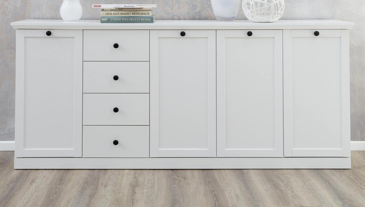 SIDEBOARD weiß, 195 x 88 cm Kommode im Landhausstil - Silberfarben/Weiß, Holzwerkstoff/Metall (195/88/41cm) - Top.Furn