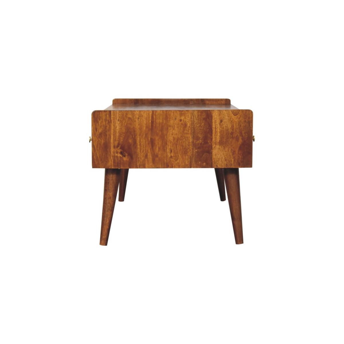 TV-EINHEIT Massivholz Erhöhtes Kastanienbraun, 2 Schubladen und Offenes Fach, Dunkelbraun - Dunkelbraun/Messingfarben, Mangoholz/Holz (100/43/50cm) - Artisan Furniture