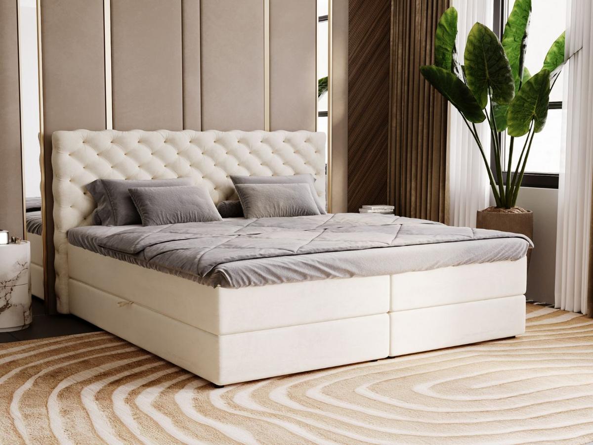 BOXBETT Bergamo 140x200 Beige - Beige/Schwarz, Holz/Textil (140/200cm) - Graingold