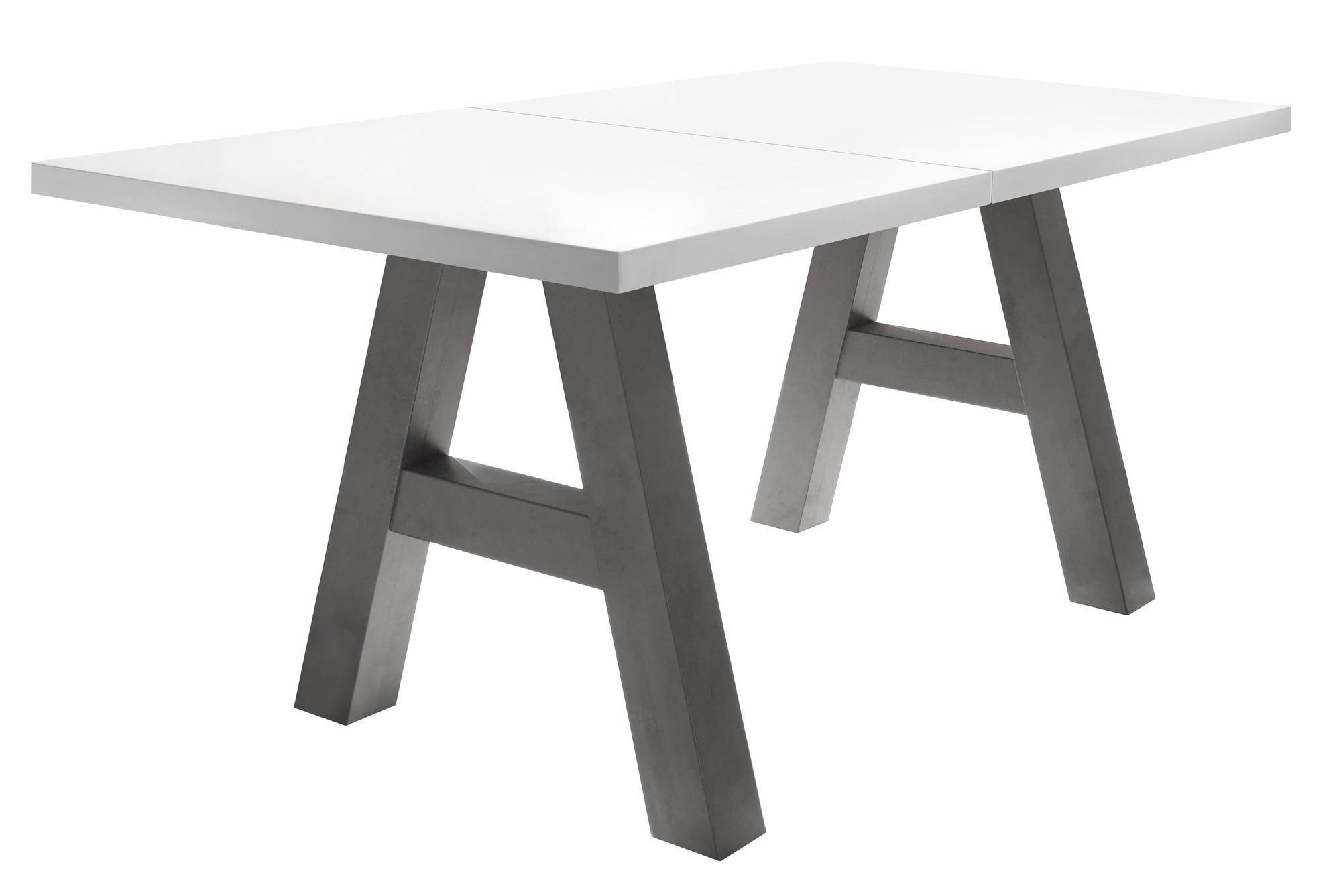 ESSTISCH ausziehbar Elia 3 140 x 90 x 75 Esszimmertisch Graphit/Weiß Matt Lack - Weiß, Holz (140/90/75cm) - 58aufmkessel