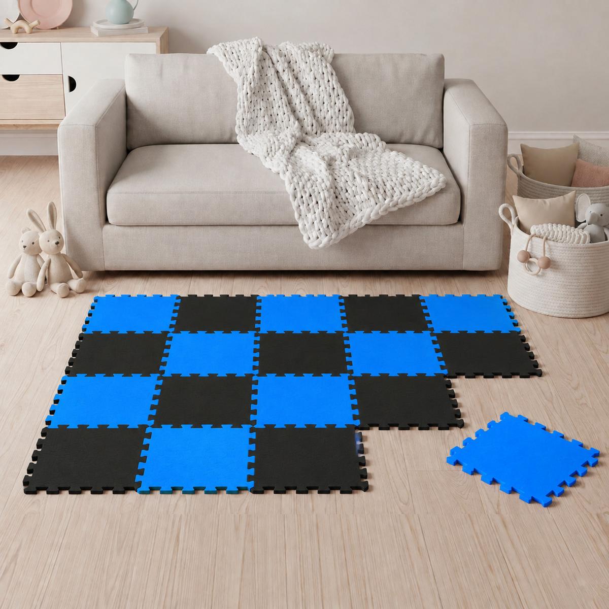 SPIELMATTE ab Null - 180/90 cm Puzzlematte Schwarz - Multicolor, Kunststoff (30/30cm) - Littletom