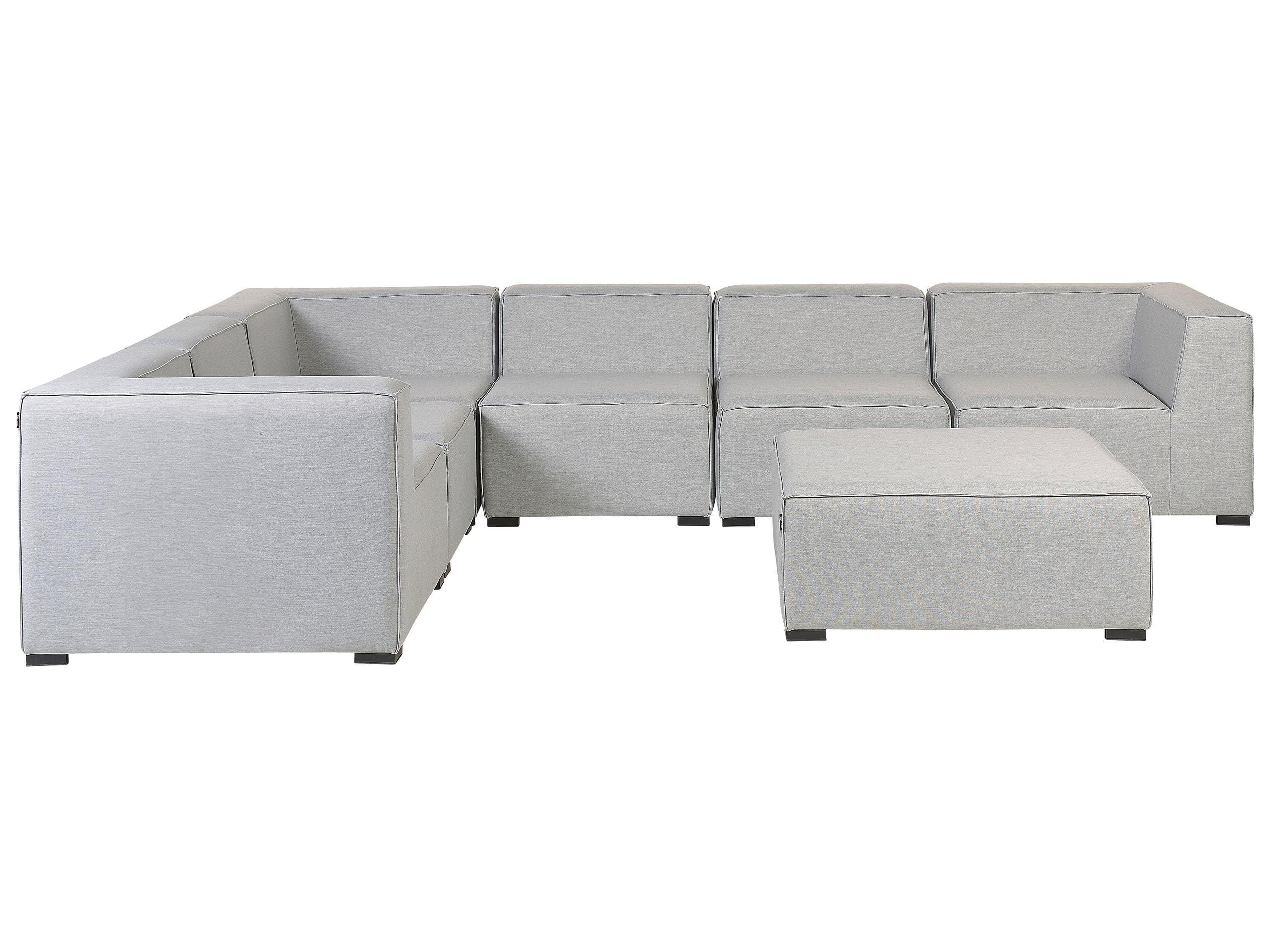 LOUNGE-SET 7-Sitzer Hellgrau linksseitig modular Arezzo - Hellgrau, Textil - Beliani
