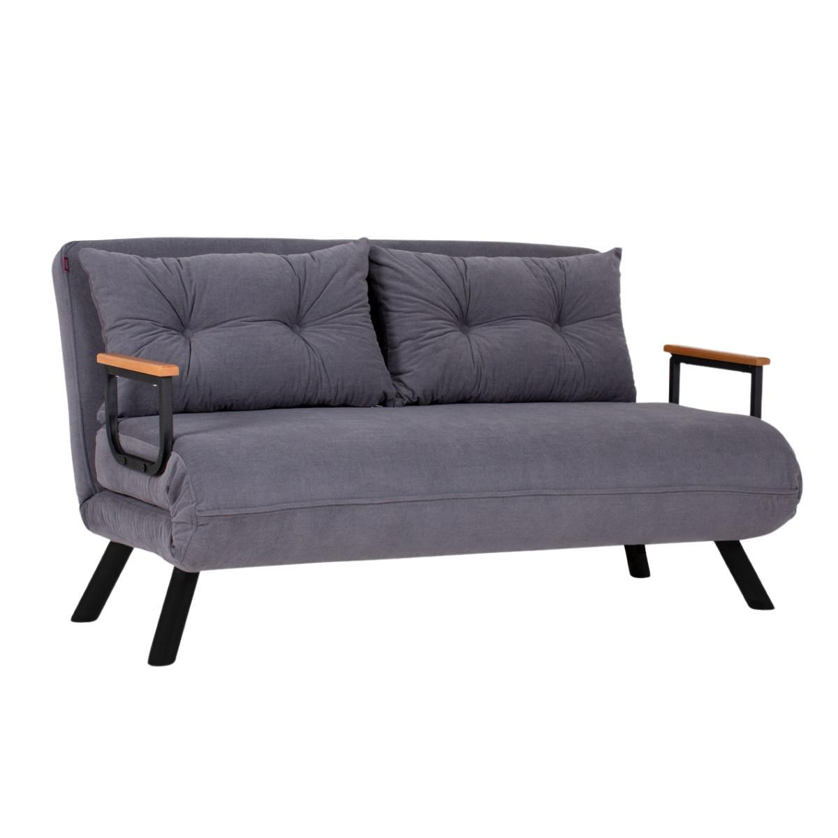 SCHLAFSOFA für 2 Personen mit Stoffbezug und Metallfüßen 133/50/41 cm - Grau, Metall (50/41/133cm) - Calicosy