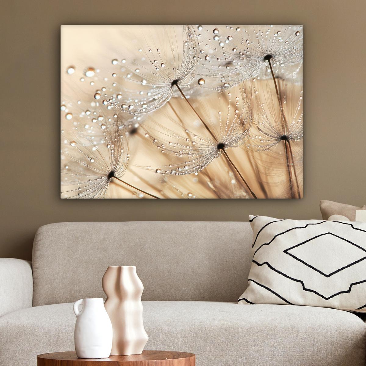 LEINWANDBILD Löwenzahn - Abstrakt - Natur - Beige Wandbilder 80x60 cm - Braun, Textil (80/60cm) - MuchoWow