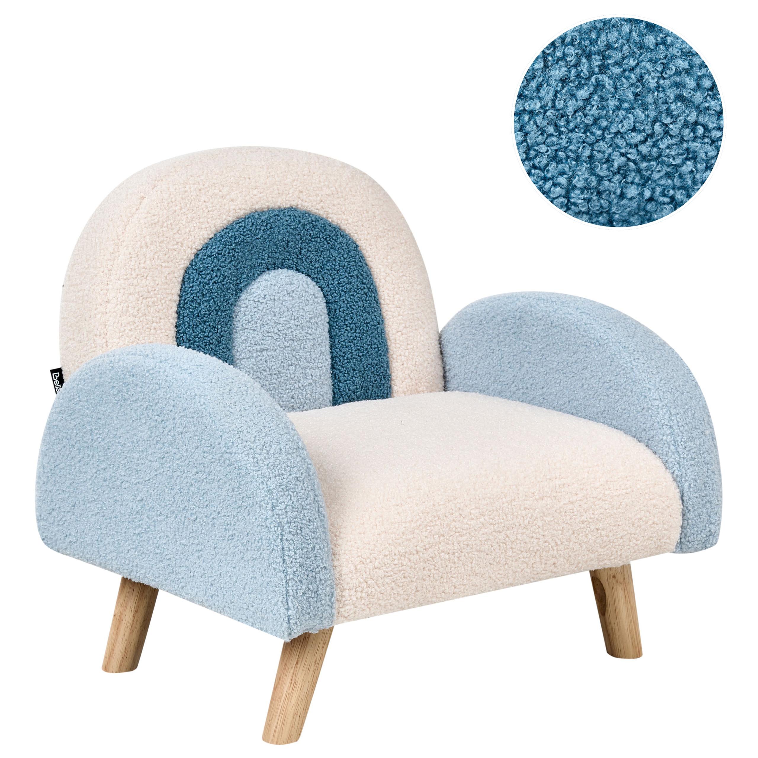 KINDERSESSEL Regenbogen Bouclé Hellblau Ombo - Weiß, Textil (52/46/46cm) - Beliani