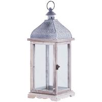 LATERNE Kiefernholz 47 cm Weiß Samar - Weiß, Metall (18/47/18cm) - Beliani